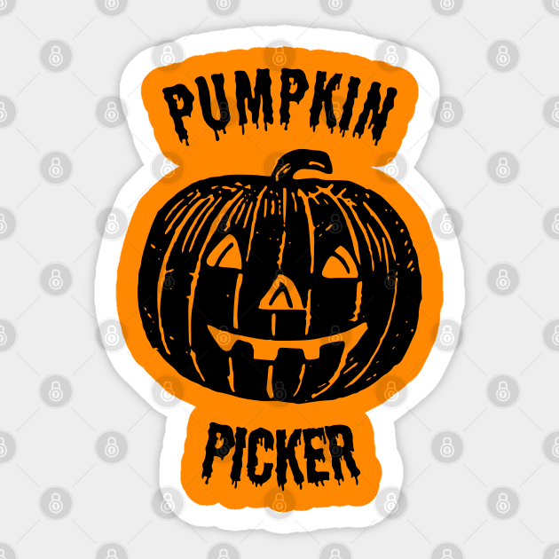 Adorable Pumpkin Picker Kids' Halloween Tee Sticker by thejamestaylor